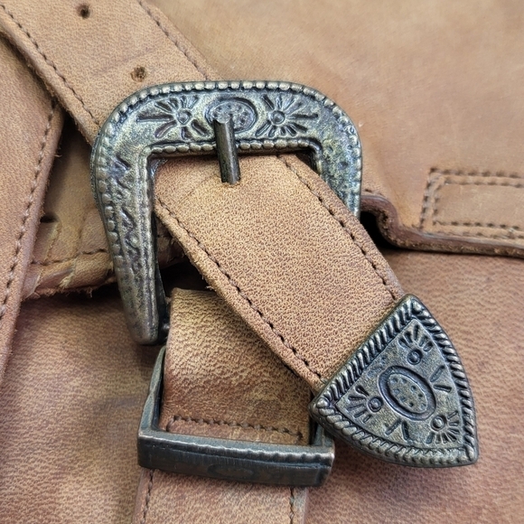 Dingo Western Boho 90's Leather Buckle Ankle Cowgirl Heeled Booties Brown 7M - Picture 10 of 16